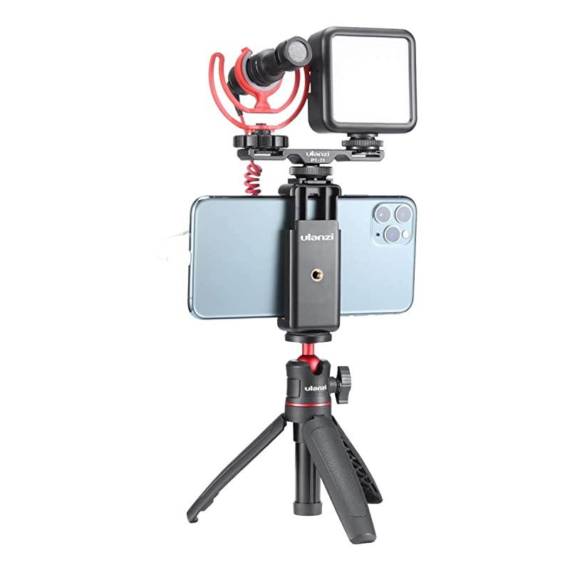 ST07 Phone Tripod Mount with Cold Shoe Mount for Microphone LED Video Light 14 Tripod Screw for iPhone 11ProPro Max XS Max XR X 8 7 Plus Samsung Galaxy OnePlus Google Pixel Vlog Vlogging