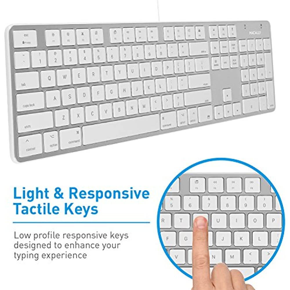 Macally SLIMKEYPROA Ultra-Slim USB Wired Space Keyboard - Gray