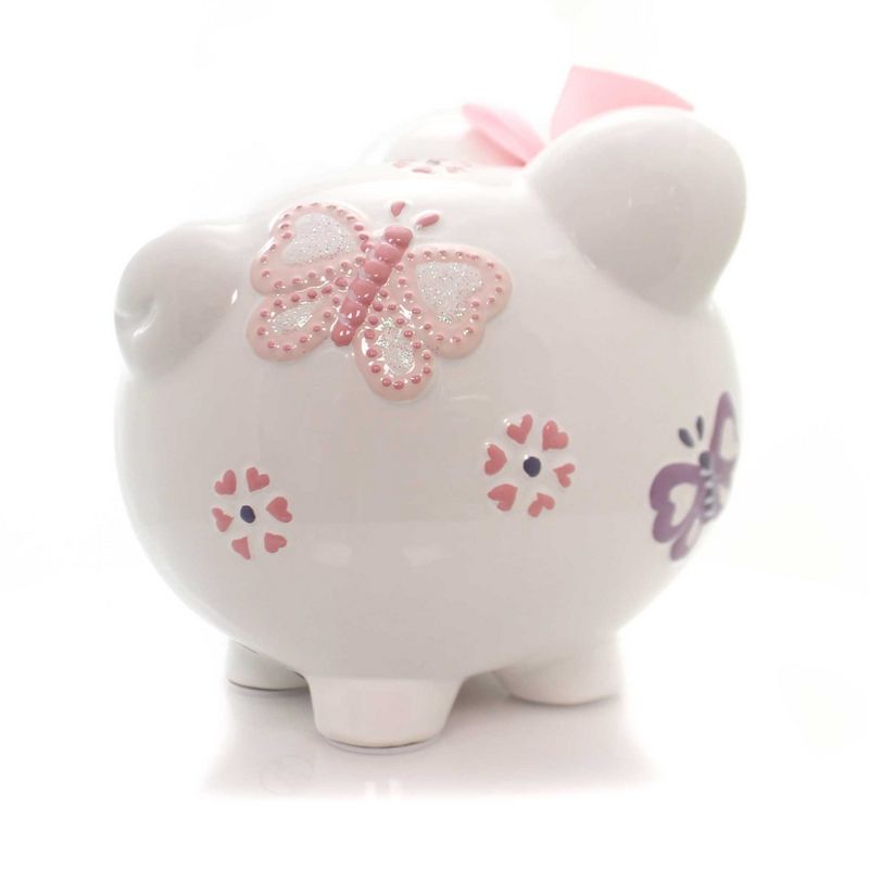 Bank 7.75" Butterfly Piggy Heart Flower  -  Decorative Banks