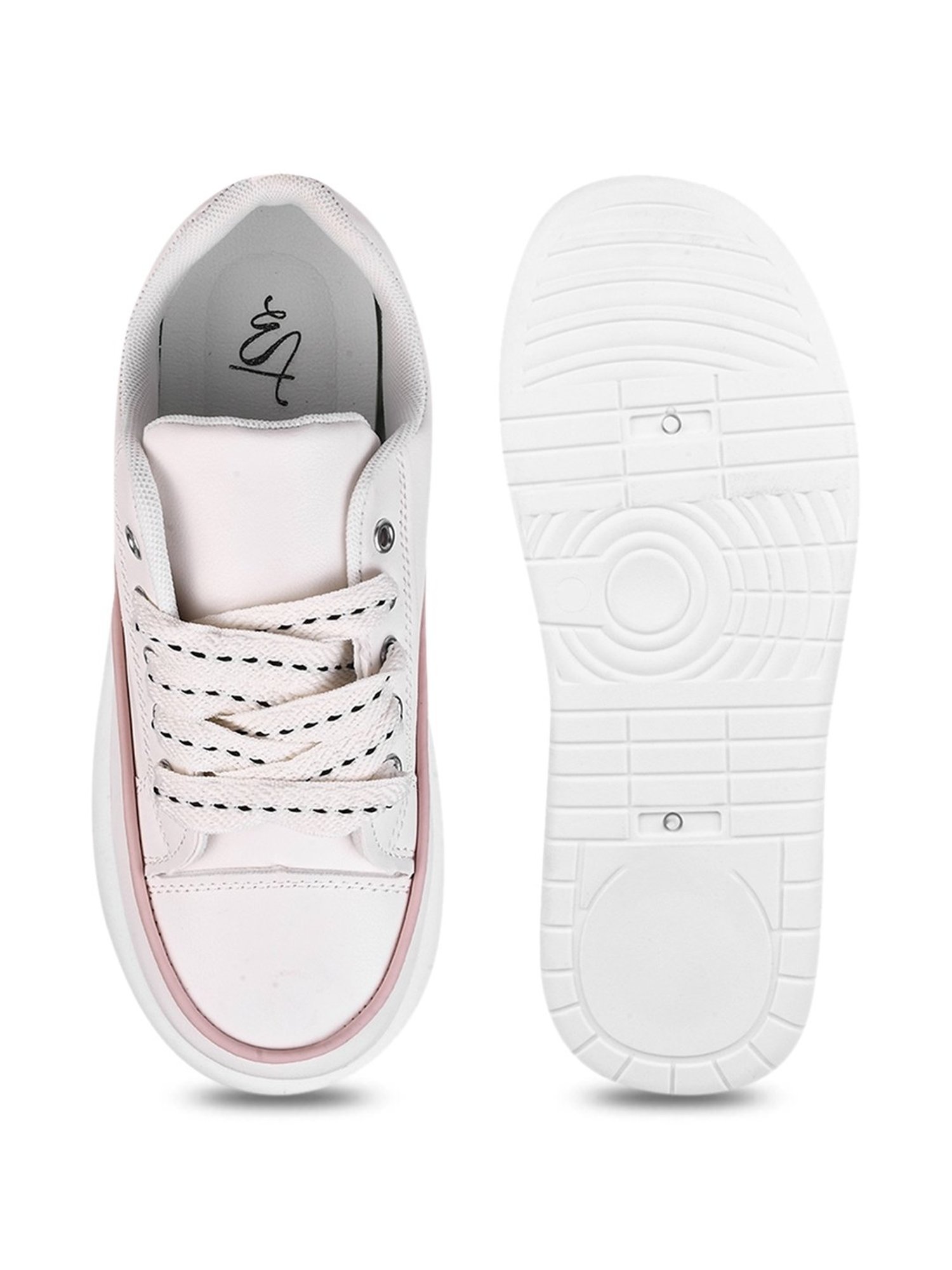 The White Pole Women's White Casual Sneakers