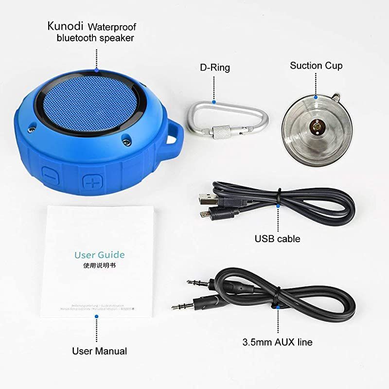 Outdoor Waterproof Bluetooth Speaker Wireless Portable Mini Shower Travel Speaker with Subwoofer Enhanced Bass Built in Mic for Sports Pool Beach Hiking Camping Blue