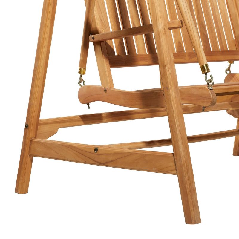 77"x60" Traditional Teak Patio Chaise Lounge - Brown - Olivia & May