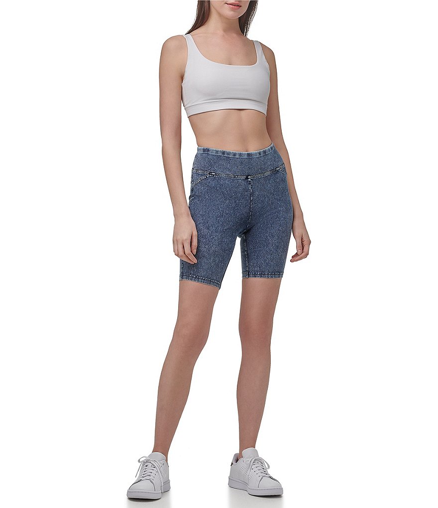 Marc New York High Rise Knit Denim Look Biker Shorts
