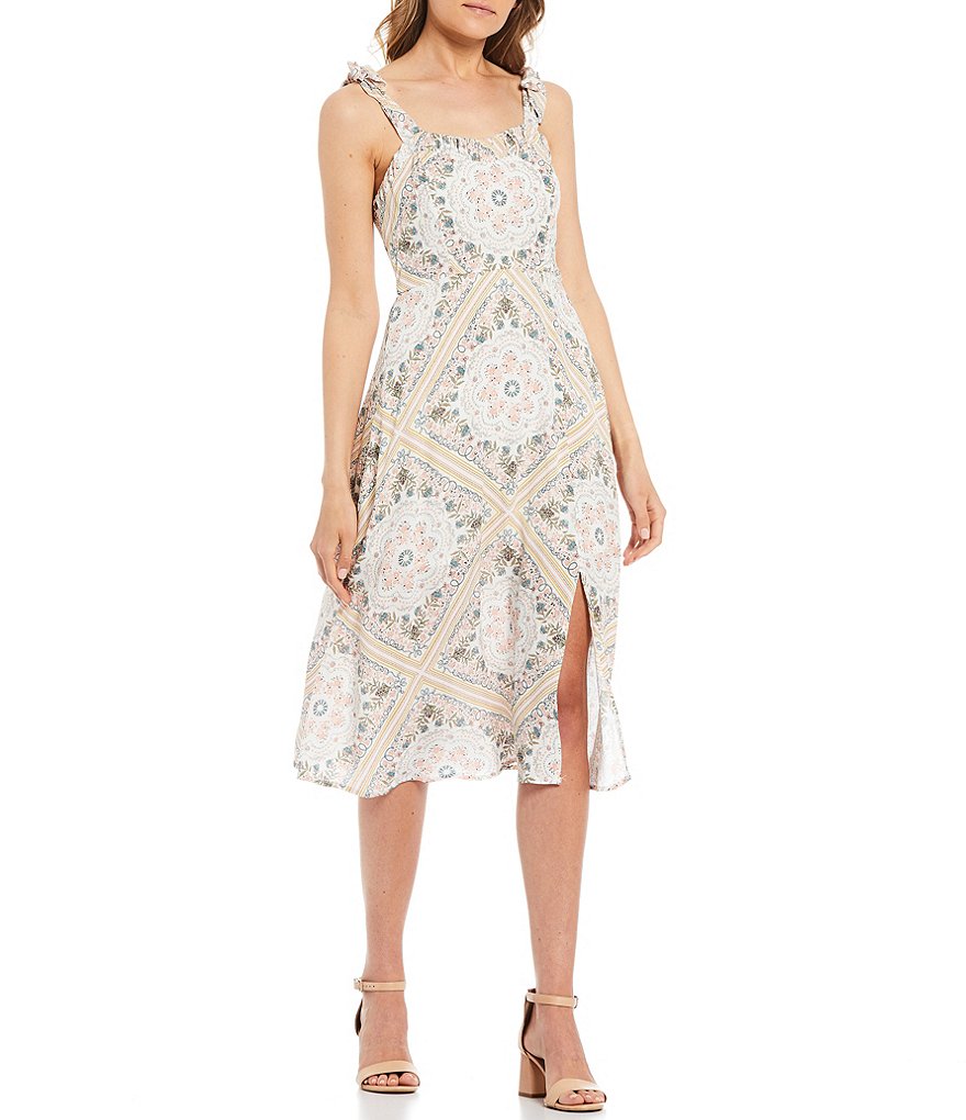 Coco + Jaimeson Tie-Straps Printed Midi Dress