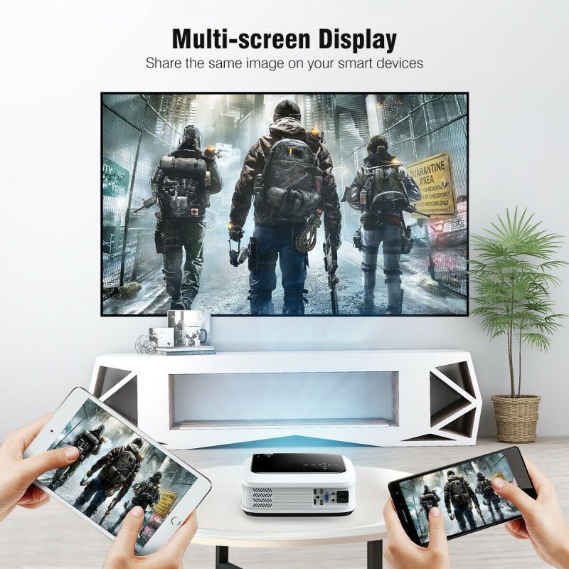 7000 Lumens Smart FHD Android Projector Wifi BT Video Home Theater USB HDMI 8GB