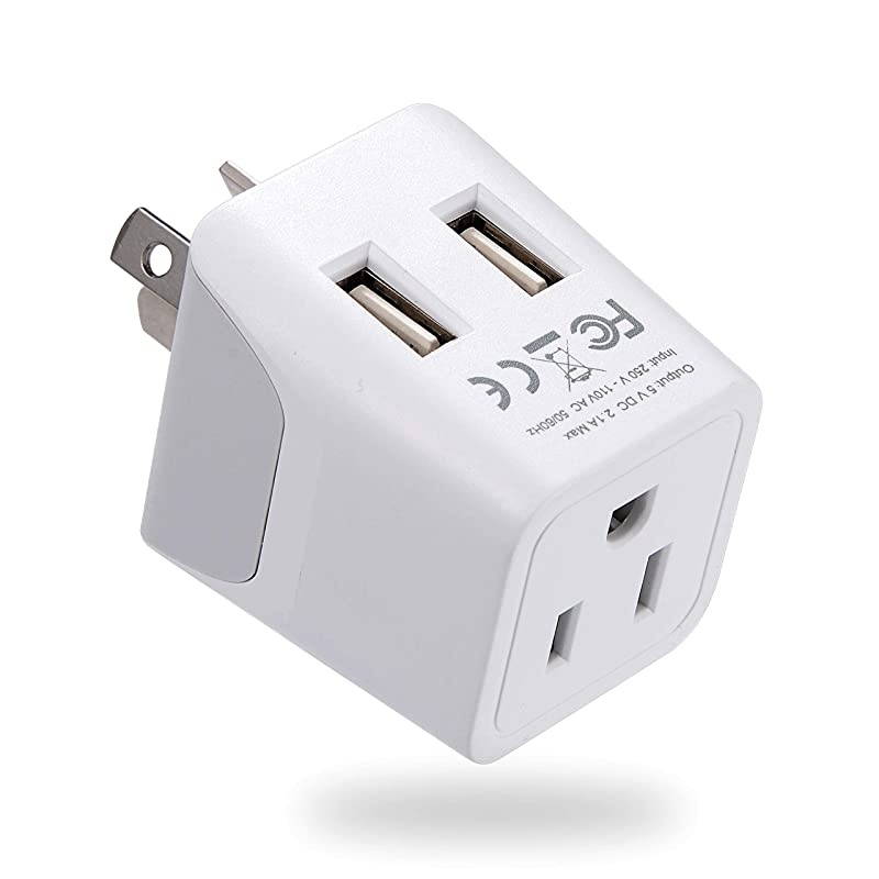 Australia New Zealand China Travel Adapter Plug by  Dual USB Input Ultra Compact USA to Type I Perfect for Cell Phones Chargers Cameras Tablets and more CTU16