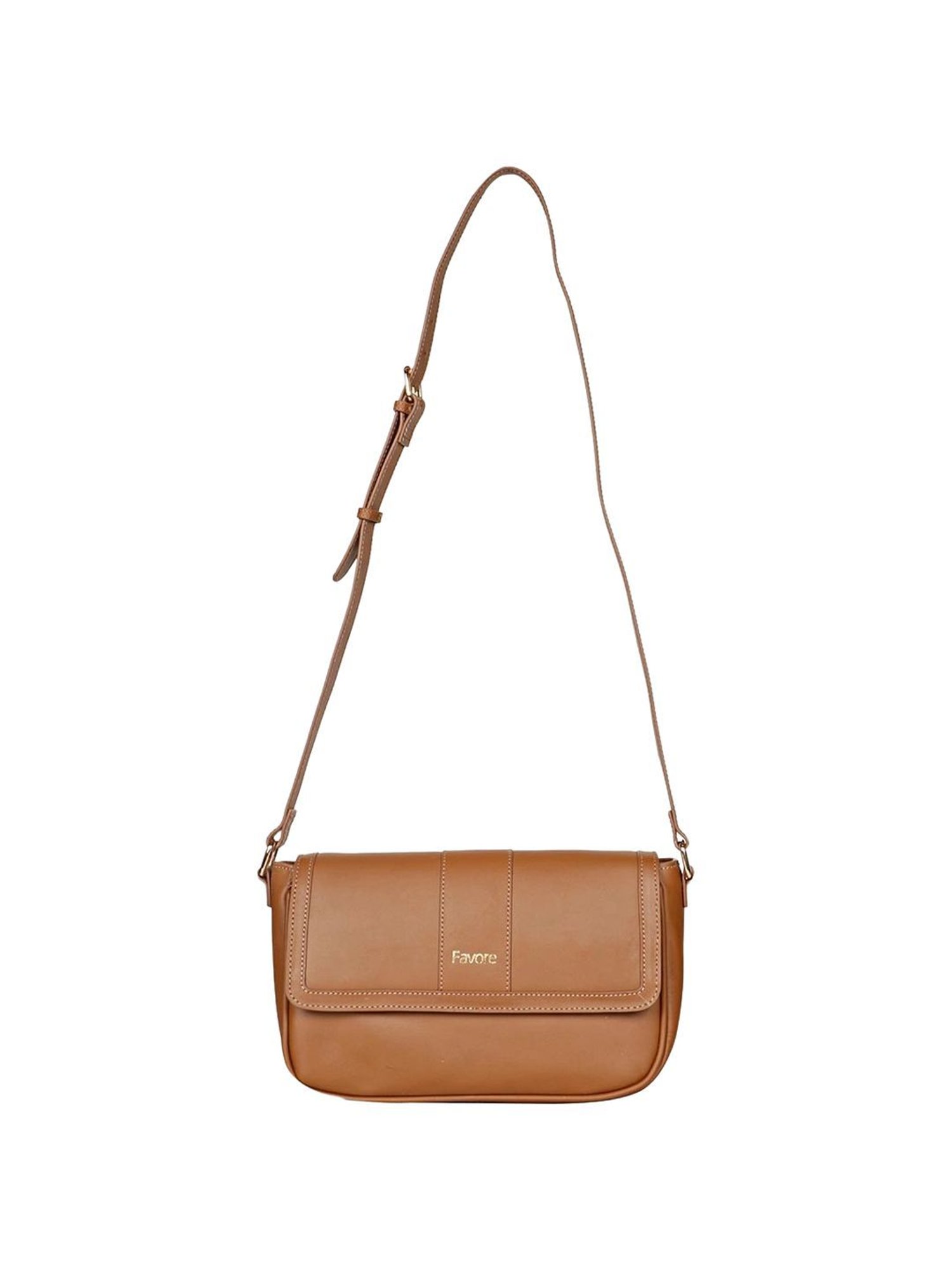 Saint G Tan Solid Medium Sling Handbag