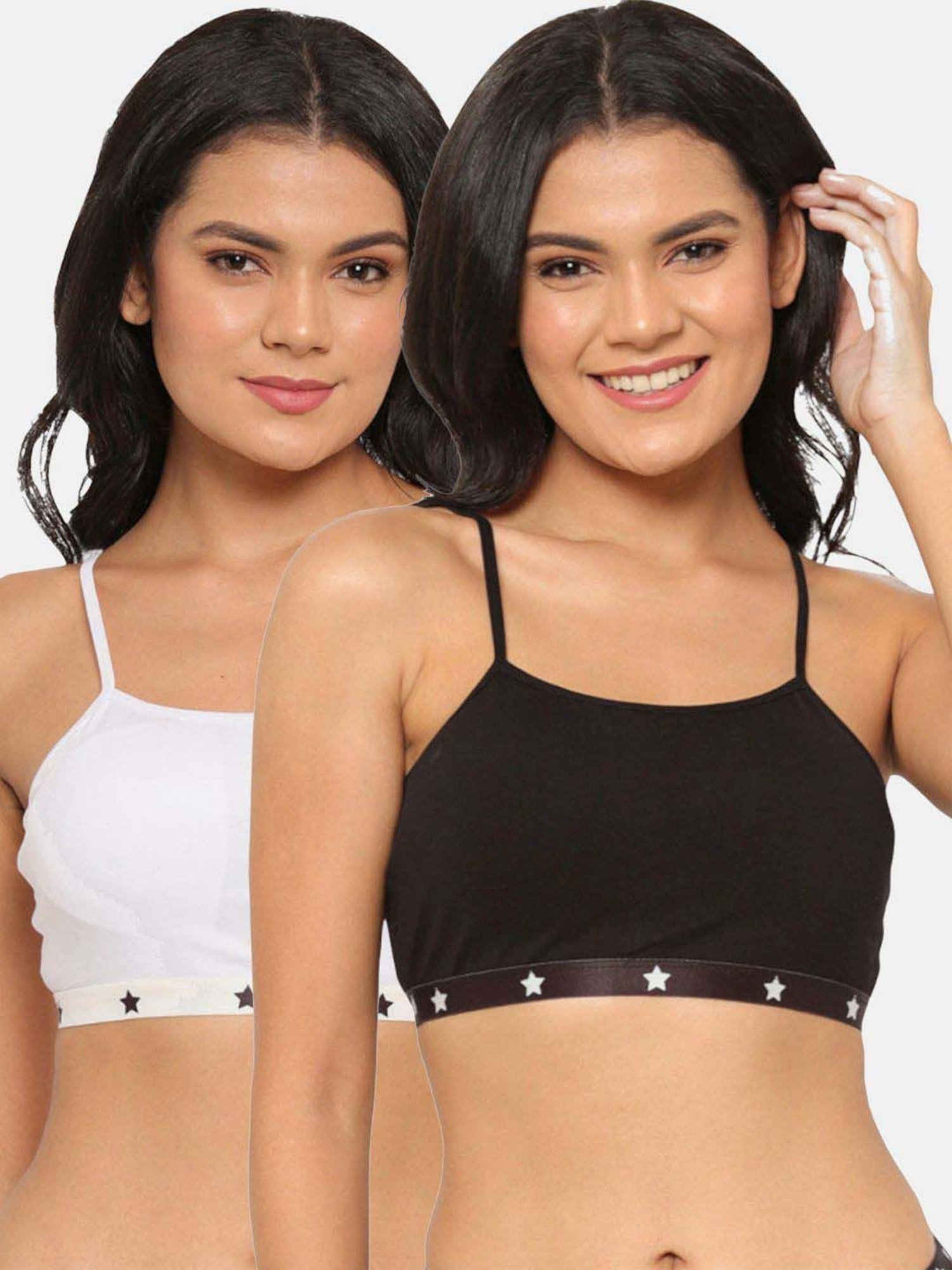 N-Gal Black & White Bralette Bras - Pack Of 2