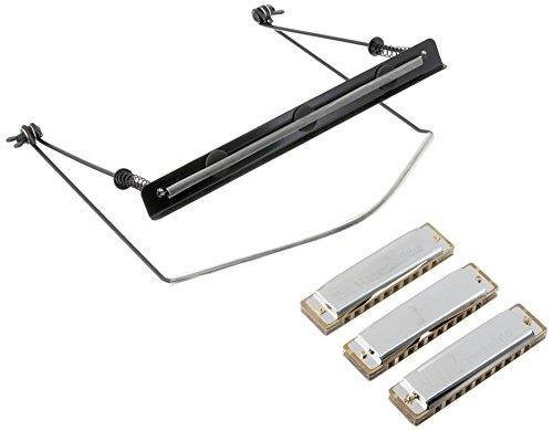 chicago blues khcb3a  3 harmonicas a, c & g with harmonica holder