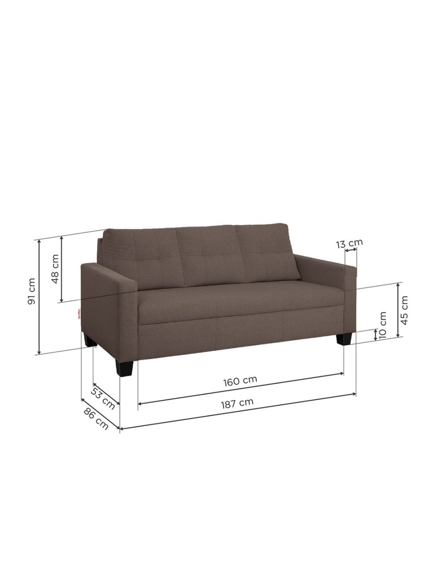 Durian Berry Black Premium Leatherette 2 Seater Sofa