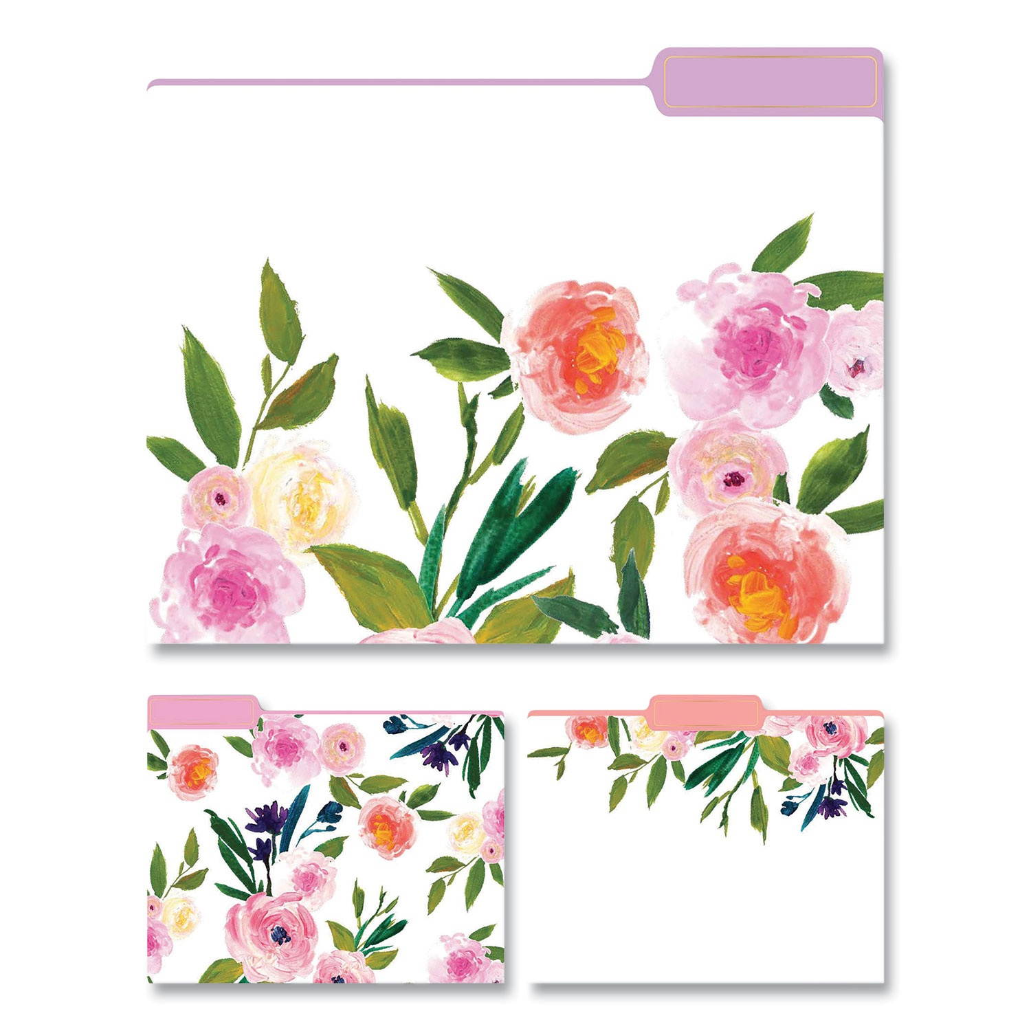 Eccolo Fashion File Folders, 1/3 Tabs, Letter, Floral, 9/Pack (ECK2692670)