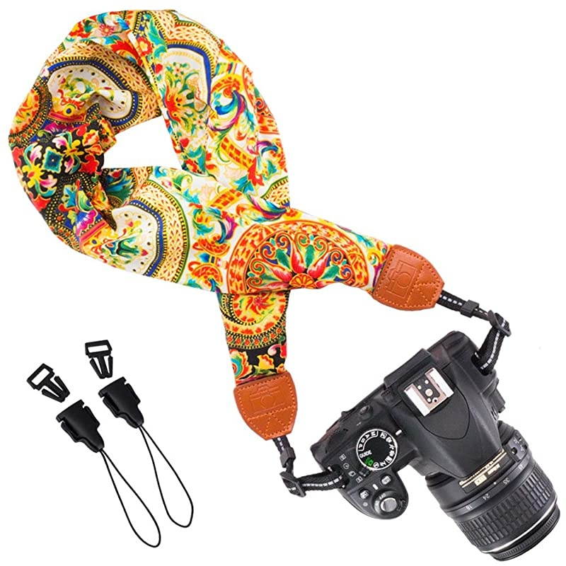 Soft Scarf Camera Neck Shoulder Strap Belt Compatible with All DSLRSLRDigital Camera DC Instant Camera Etc Pattern 02