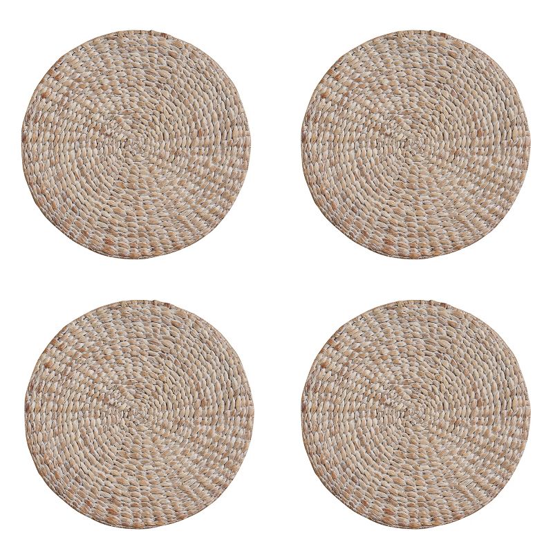 Split P Braided Hyacinth Round Placemat Set - White