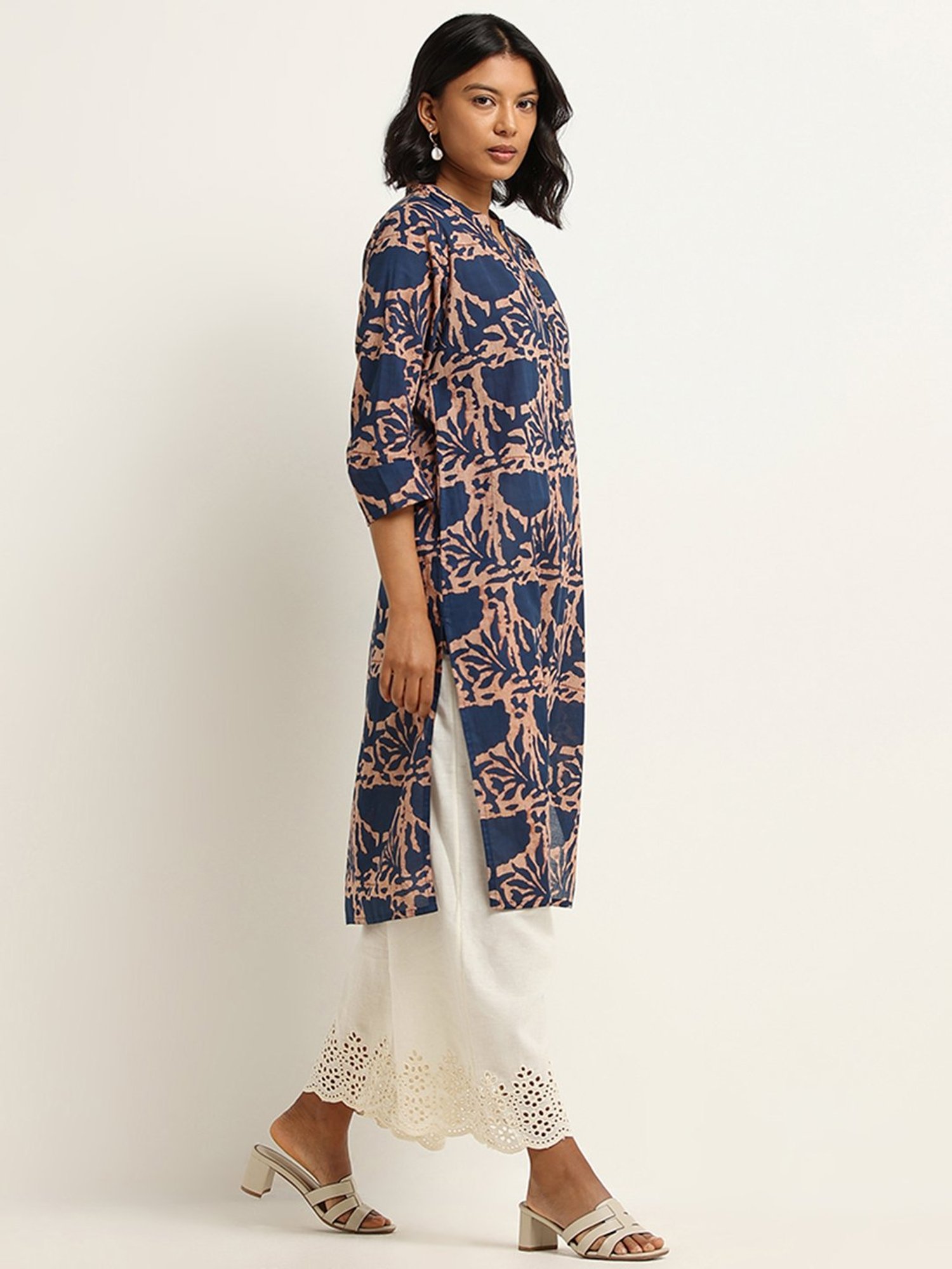 Utsa by Westside Blue Straight Fit Printed Kurta