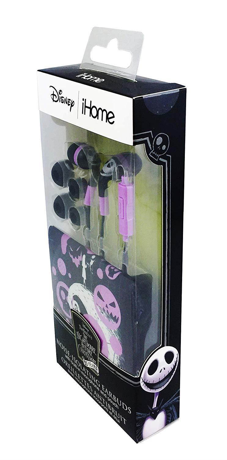Nightmare Before Christmas Noise Isolating Earbuds with Built in Microphone and Pouch