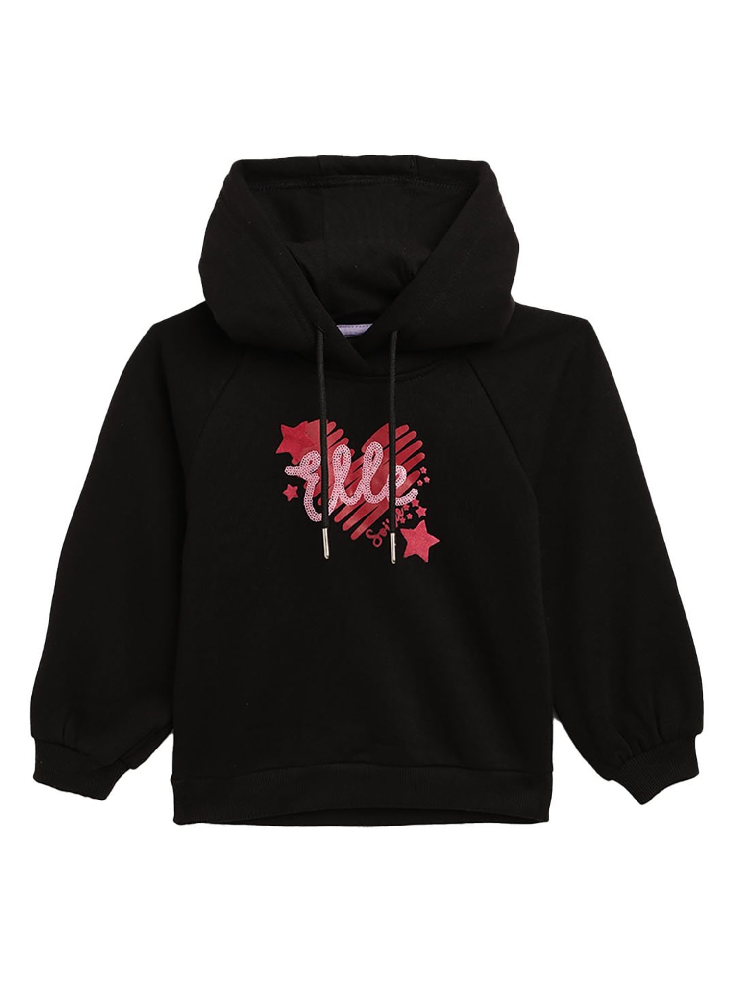 Elle Kids Black Solid Hoodie