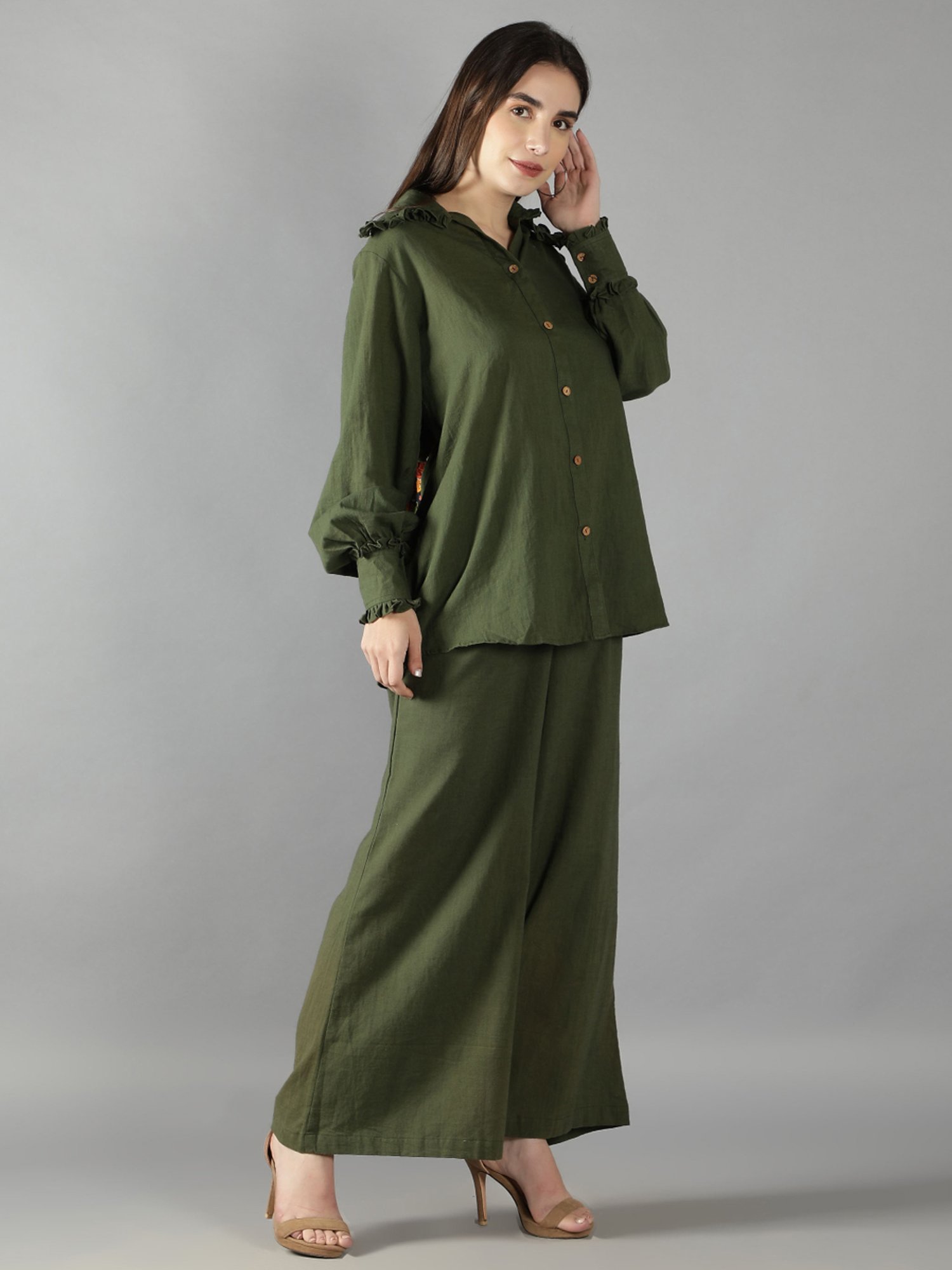 KAORI BY SHREYA AGARWAL Green Cotton Co-Ords Set