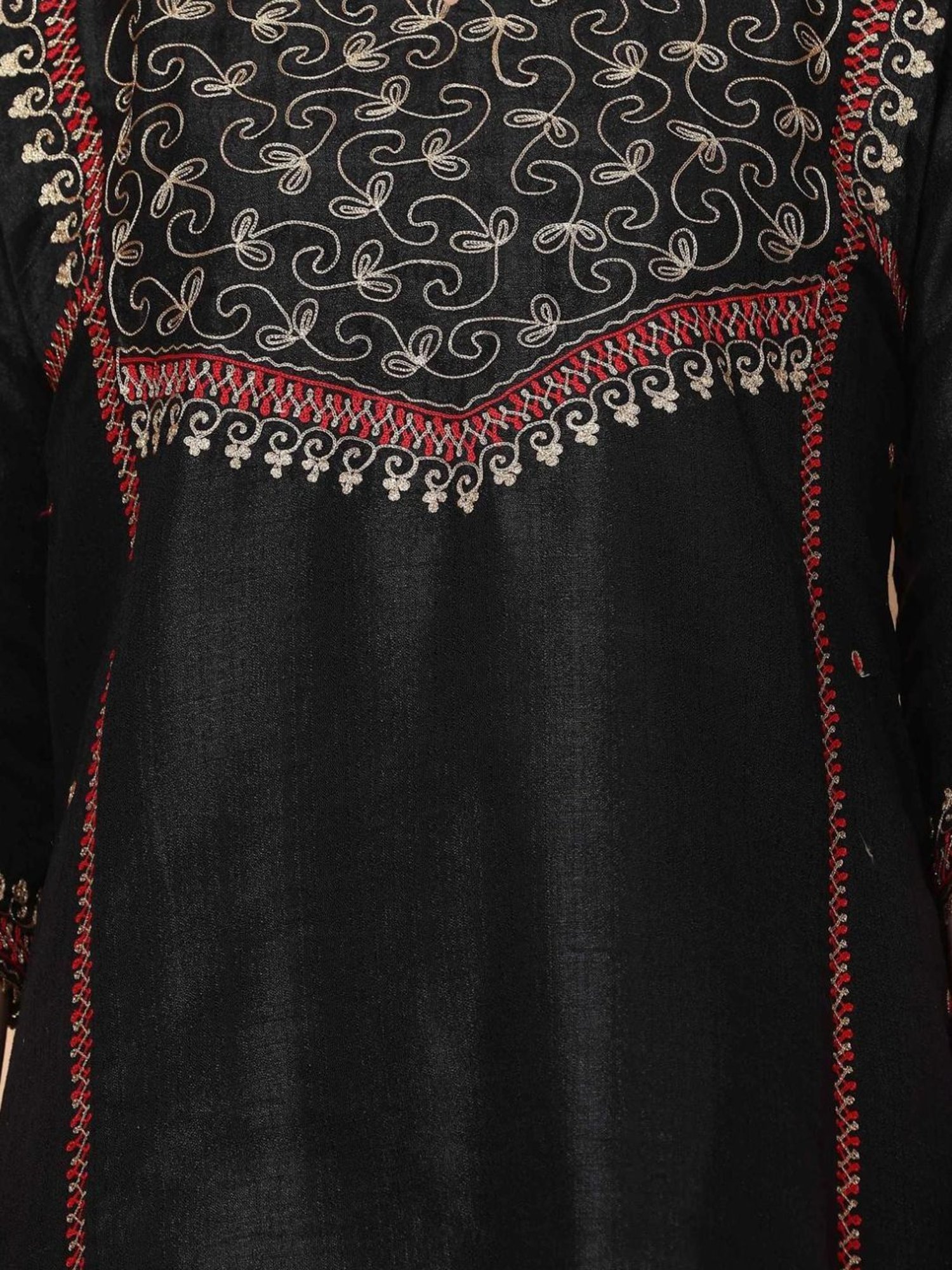 Kaanchie Nanggia Black Embroidered Kurta and Pallazo With Gold Dupatta