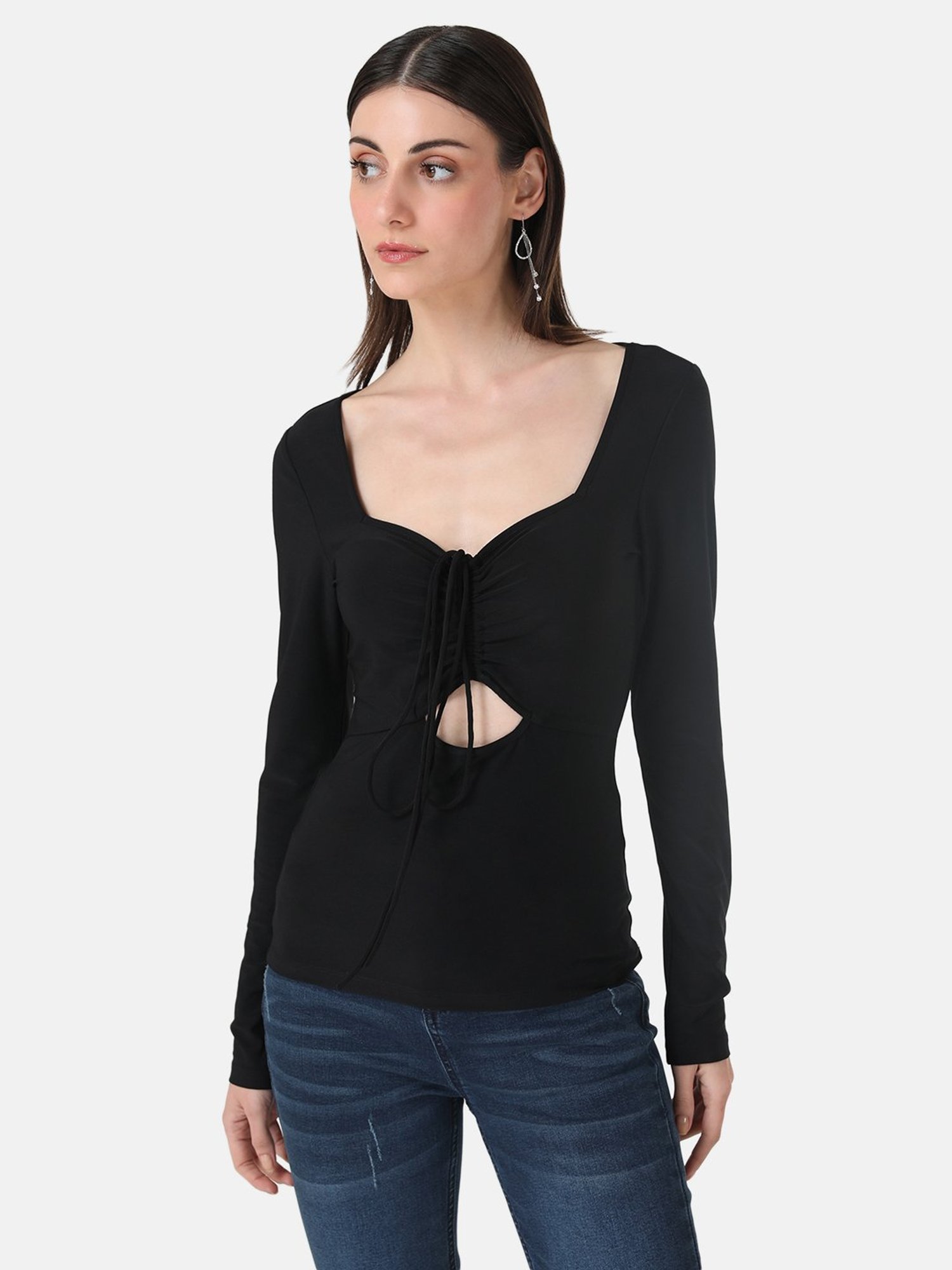 Kazo Cut-Out Ruched Tie Up Top