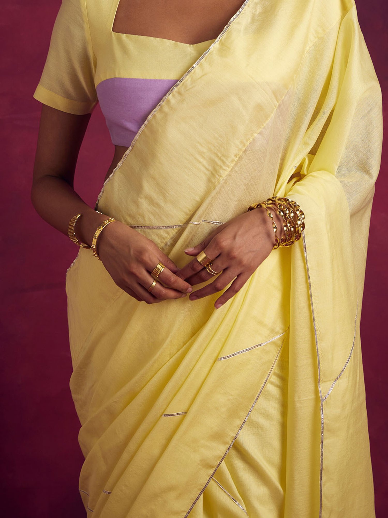 Abhishti Yellow Woven Saree Without Blouse