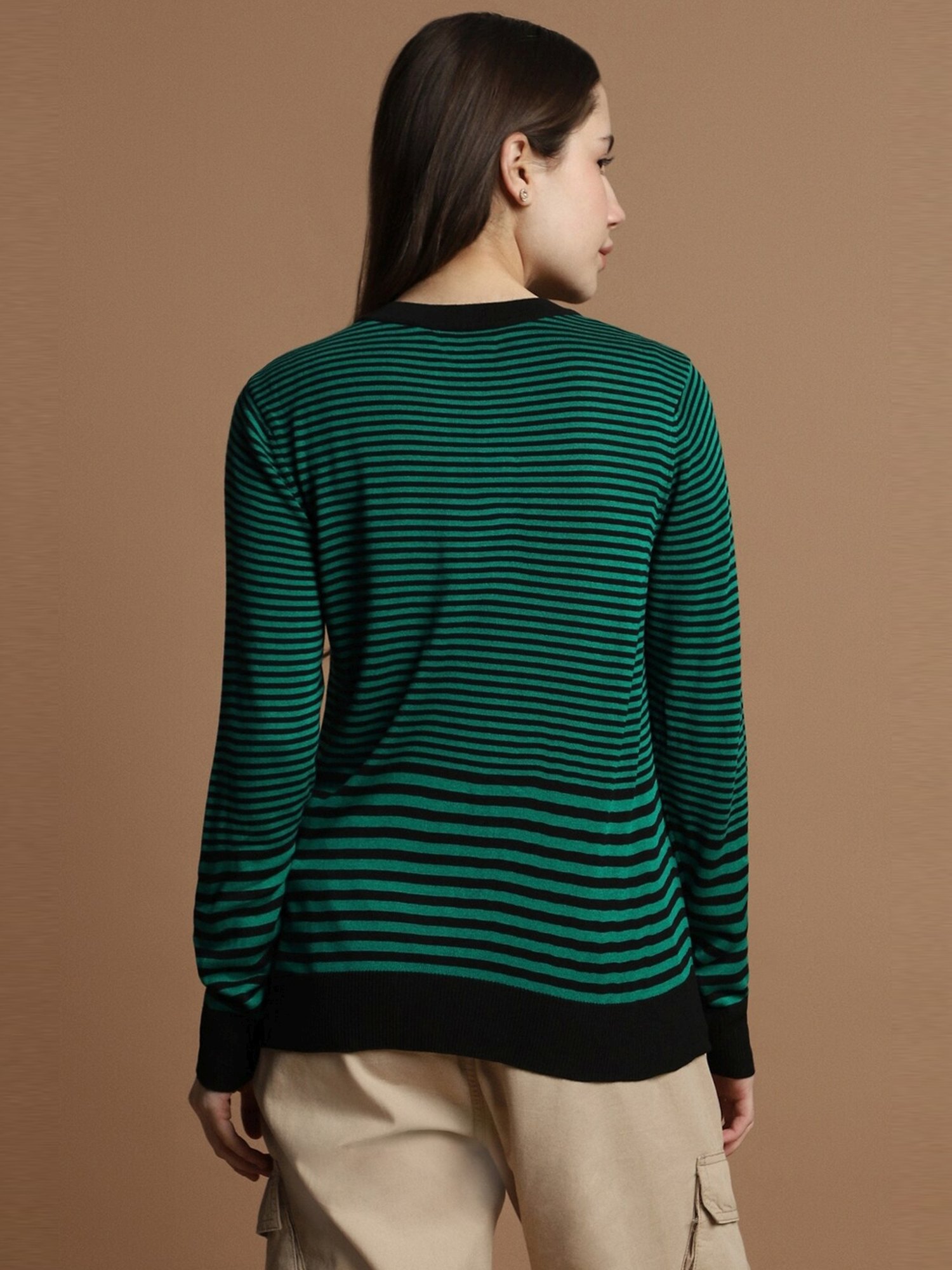 Allen Solly Green Striped Top