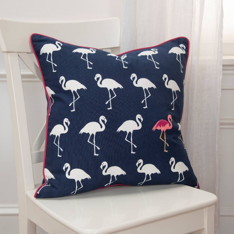 Flamingos Poly Filled Pillow Navy - Rizzy Home