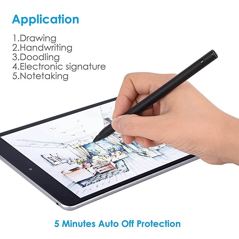 Stylus for iPad ProMiniAiriPhoneSamsungSurface Fine Tip offering Accurate WritingDrawing Experience for Touchscreen SmartphonesTabletsNotebooks Black