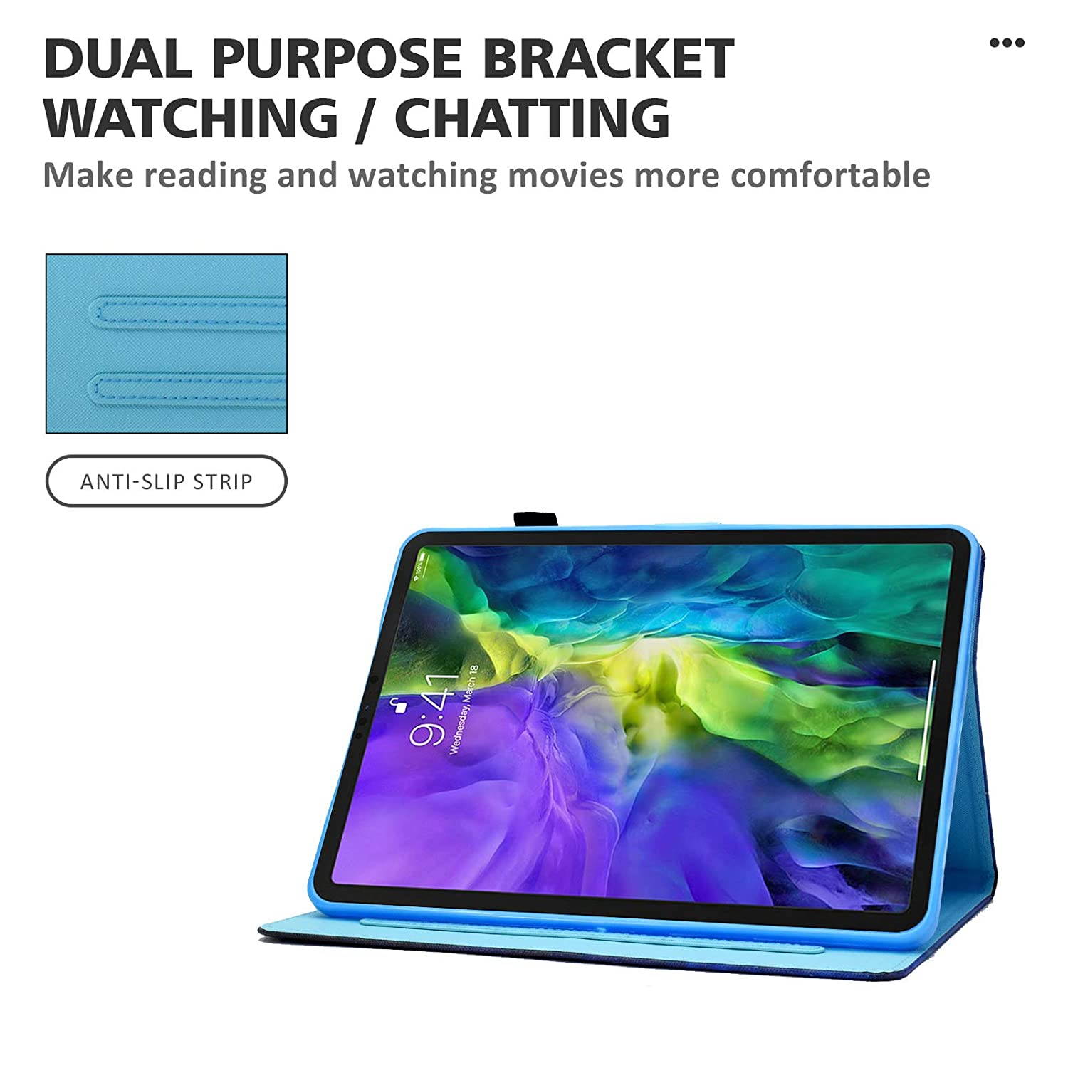 Case for iPad Pro 11 inch 2nd/1st Gen 2020/2018 Case, Dteck Multiple Angles Stand Smart Protective Wallet Case with Auto Sleep/Wake Feature for Apple iPad Pro 11 2020 & 2018 Release,Cute Cat