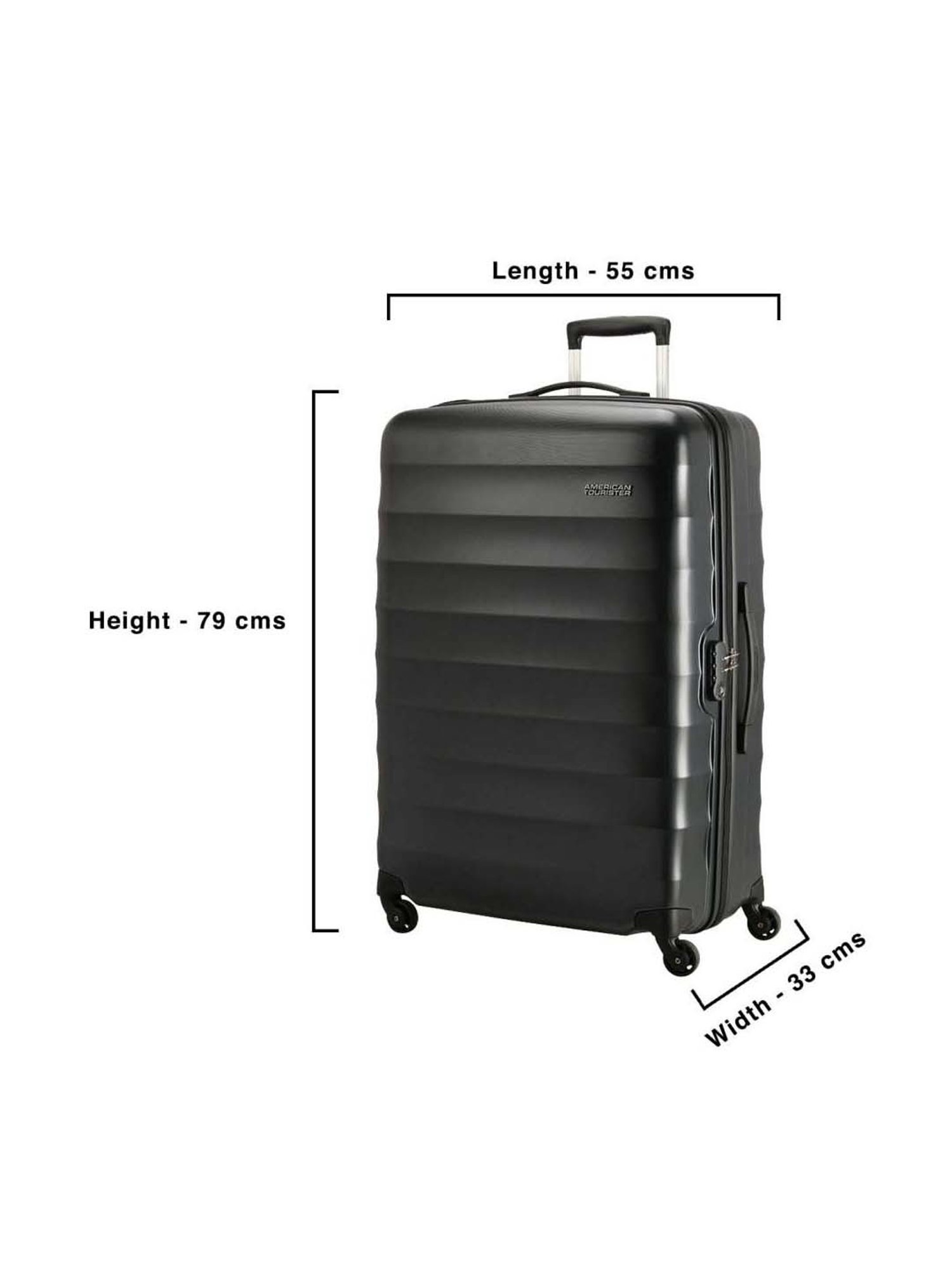 American Tourister Barcelona Gunmetal Textured Hard Large Trolley Bag - 55 cm