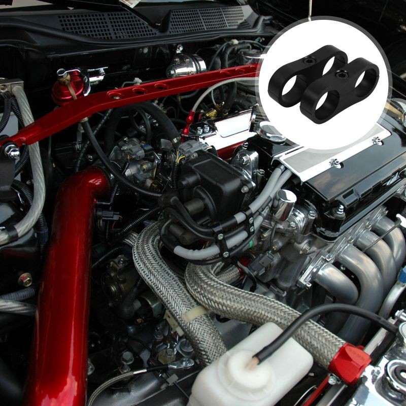 2pcs Aluminum Hose Line Separator Braided Pipe Tube Clamp for Fuel Line Oil Line