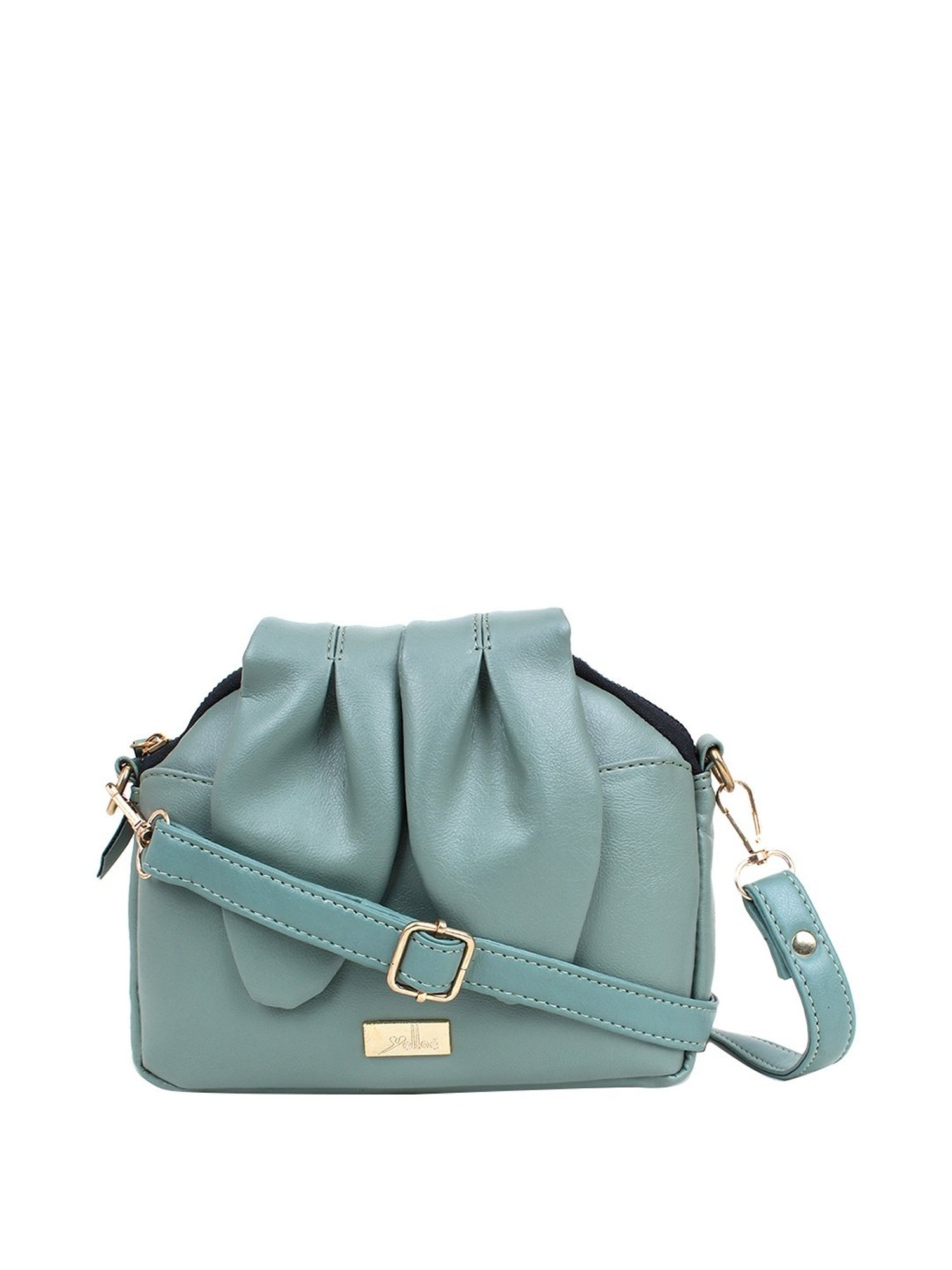 Yelloe Green Solid Medium Sling Handbag