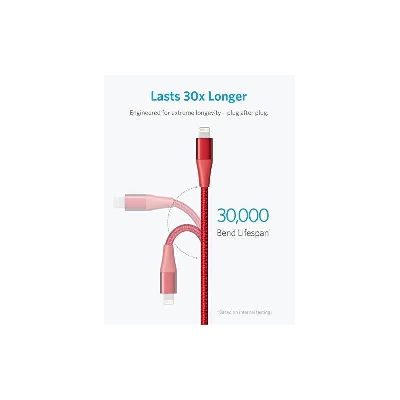 Powerline+ II Lightning Cable 6ft MFi Certified for Flawless Compatibility with iPhone X88 Plus77 Plus66 Plus55S and MoreRed