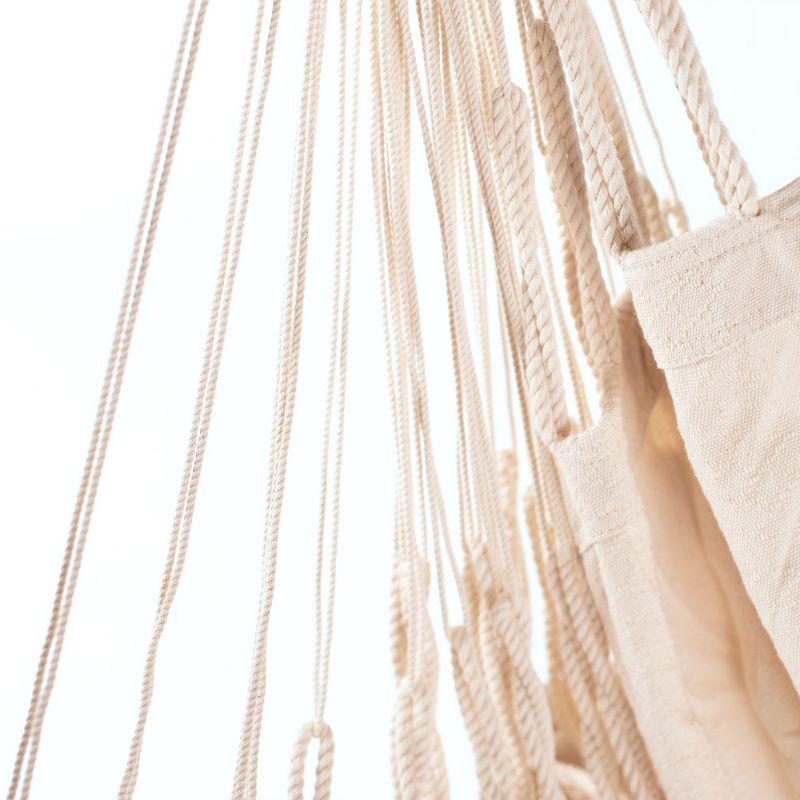 La Siesta Habana Organic Cotton Kingsize 2 Person Indoor Outdoor 360 Degree Swivel Hammock Chair with 55 Inch Bamboo Spreader Bar, Latte