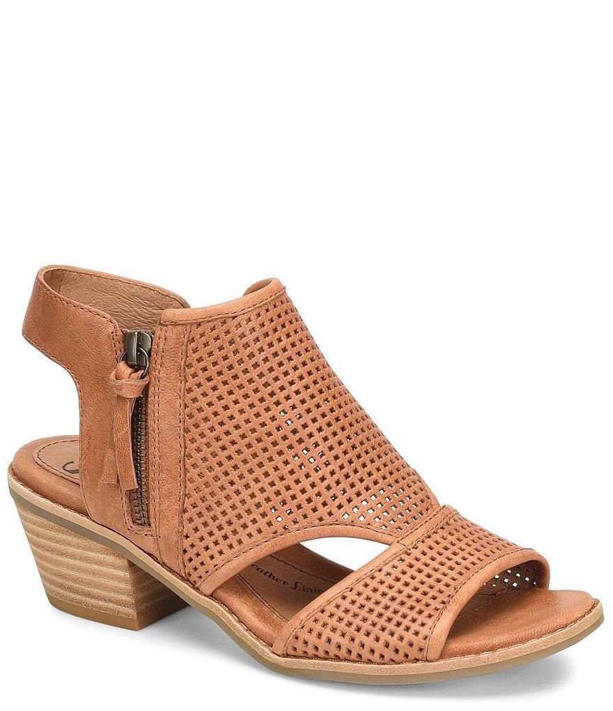 Sofft Sara Perforated Leather Stacked Heel Shooties