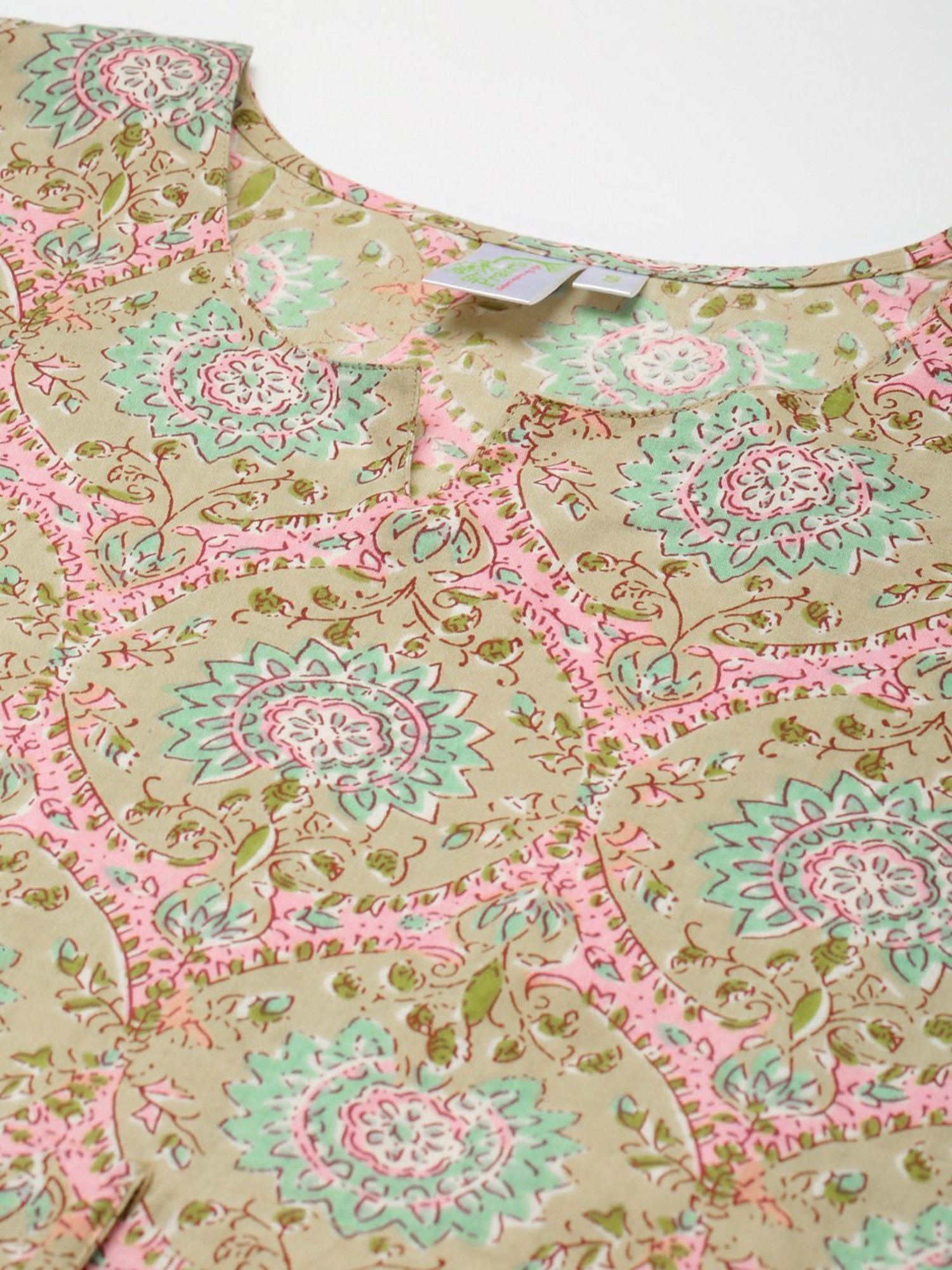 Prakrti Green Cotton Printed Kaftan Pant Set