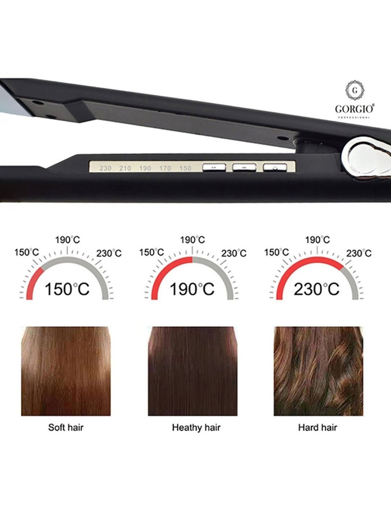 Gorgio Professional HS6 Mirror Titanium Hair Straightener (Black)