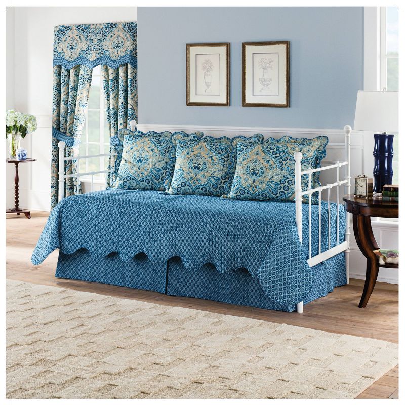 Blue Damask Moonlit Shadows Reversible Daybed Set 5pc - Waverly