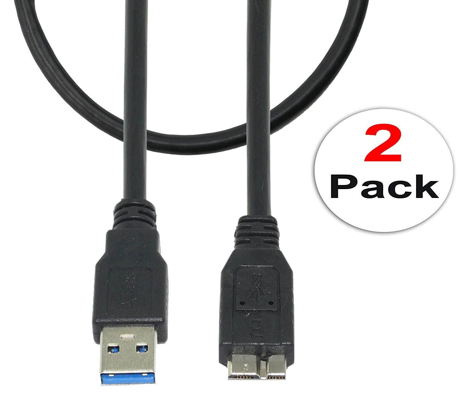 [2-Pack] SaiTech IT 35CM (1 Feet) USB 3.0 Micro Cable A to Micro B high Speed up to 4.8Gbps Data Transfer Cable for External Hard Drives