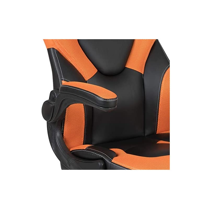 X10 Gaming Chair Racing Office Ergonomic Computer PC Adjustable Swivel Chair with Flip-up Arms, Orange/Black LeatherSoft