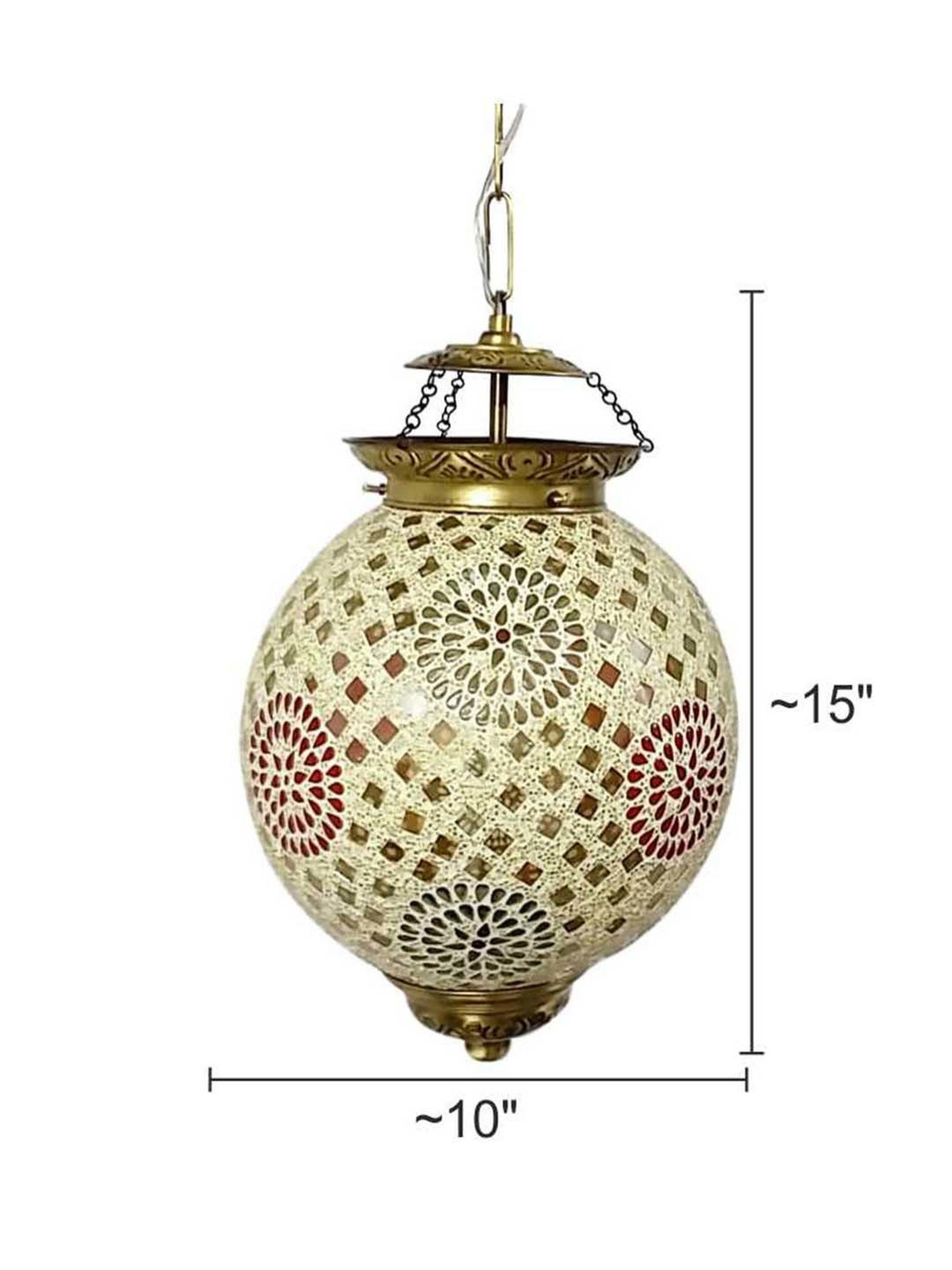 Fos Lighting 'Chandni Tilak' Antique Gold & White Brass Hanging Light - Set of 1