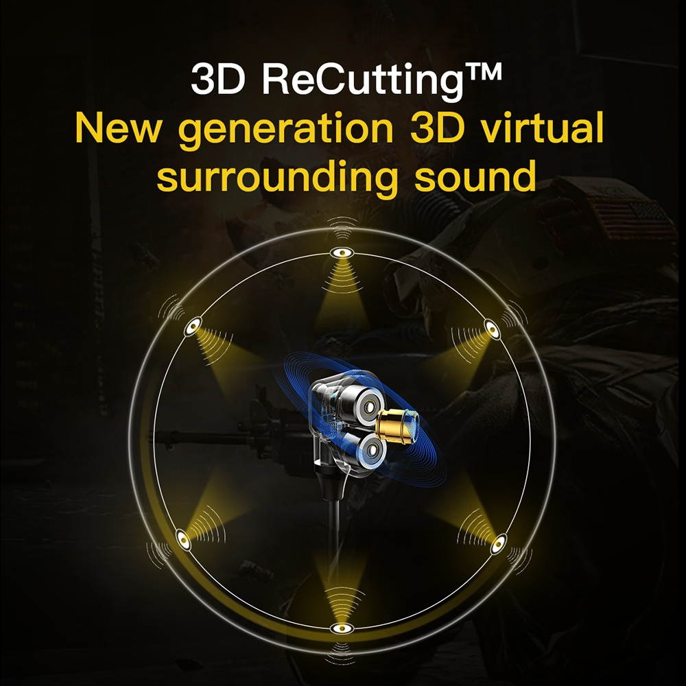 Baseus H08 3D Surround Gaming Earphone GAMO Immersive Virtual 3D Gaming Headset 3.5mm Earbuds 3D Recutting Audio With HD Mic For iPhone Huawei Samsung Xiaomi