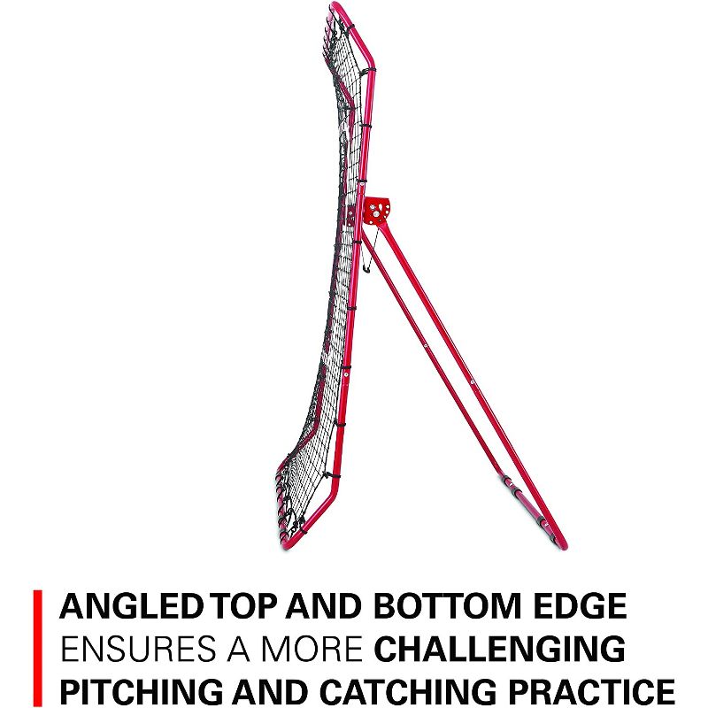 Rukket Sports Adjustable Pitch Back Baseball and Softball Rebounder Pro Practice Throwing Net Screen, Red