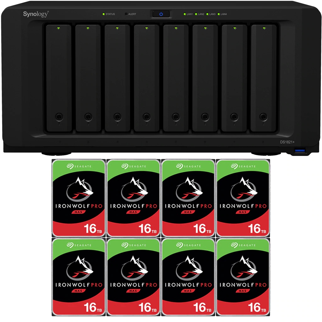 Synology DS1821+ DiskStation with 4GB RAM and 96TB (8 x 12TB) of Seagate Ironwolf PRO NAS Drives Fully Assembled and Tested By CustomTechSales