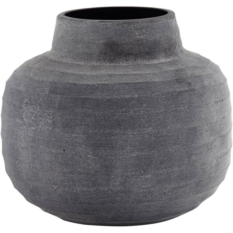 Studio 55D Sorrento 8 1/2" Wide Matte Ribbed Gray Glass Decorative Vase