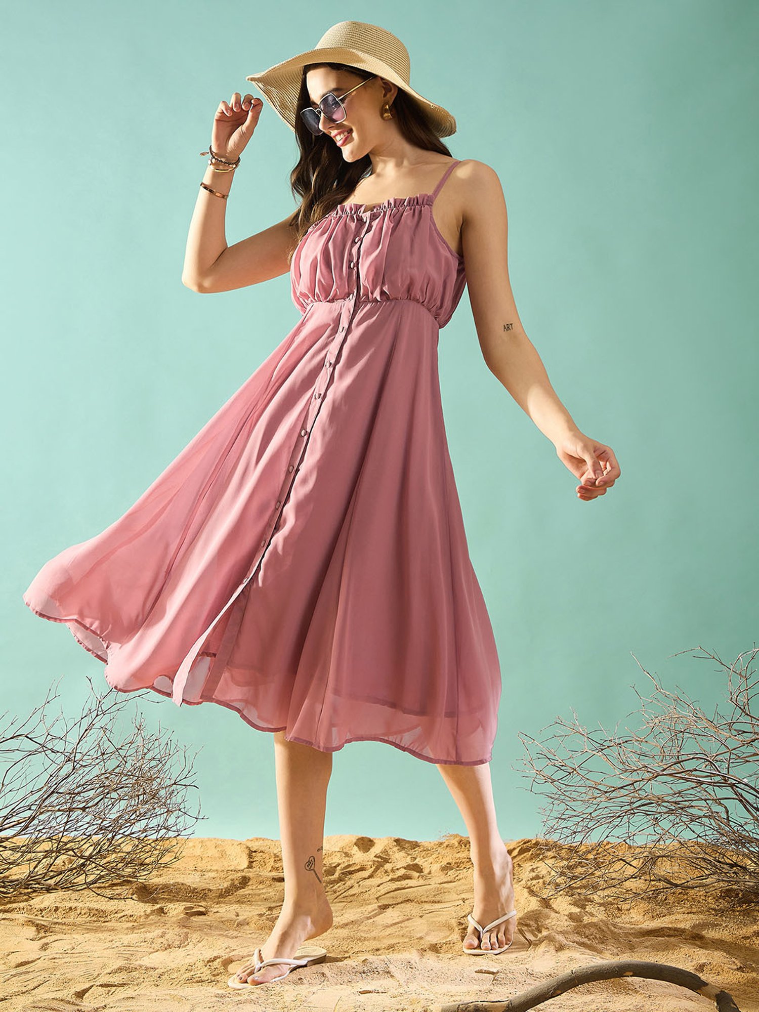 PANIT Pink Ethnic Dress