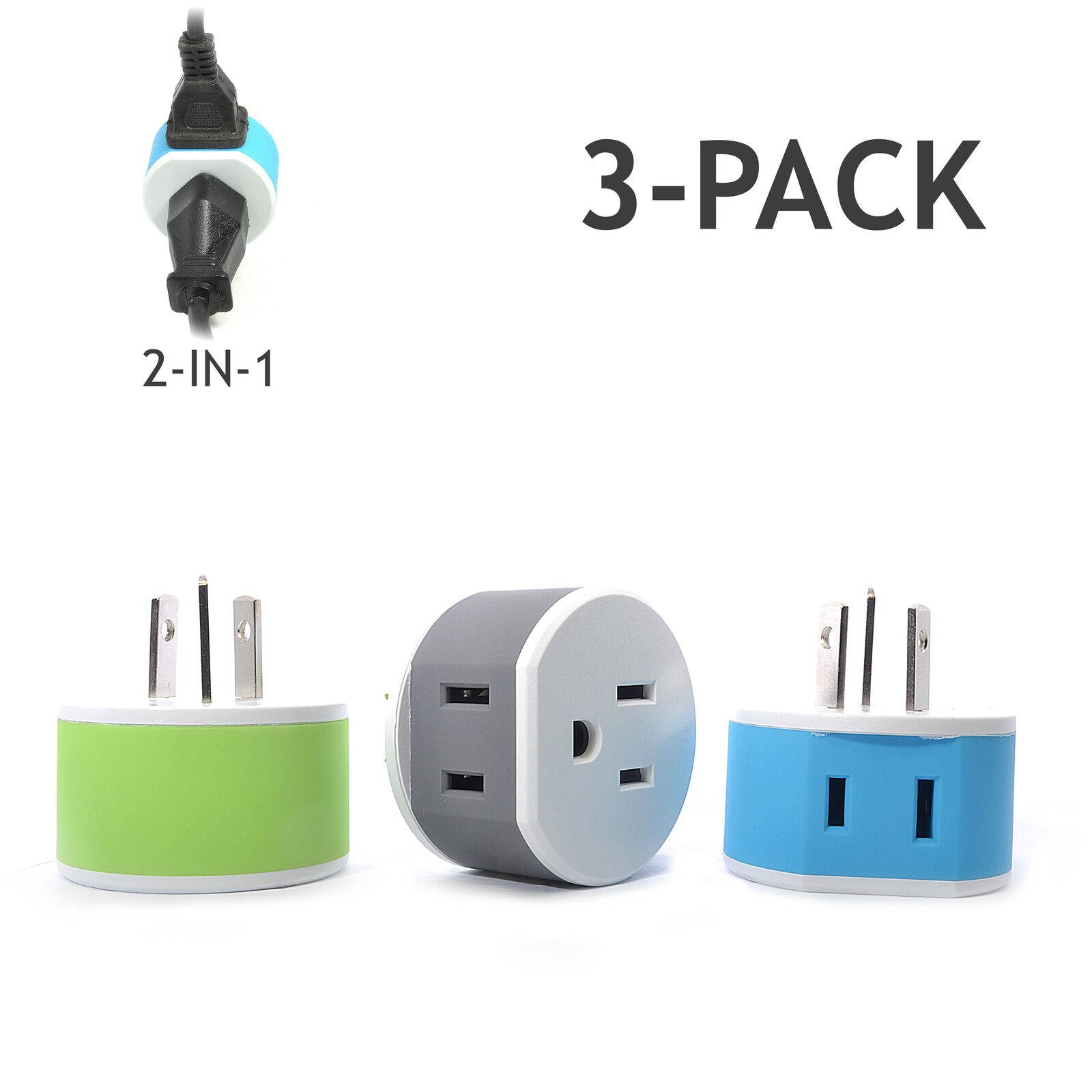 Australia, New Zealand, China Power Plug Adapter by OREI with 2 USA Inputs - Travel 3 Pack - Type I (US-16) Safe Grounded Use with Cell Phones, Laptop
