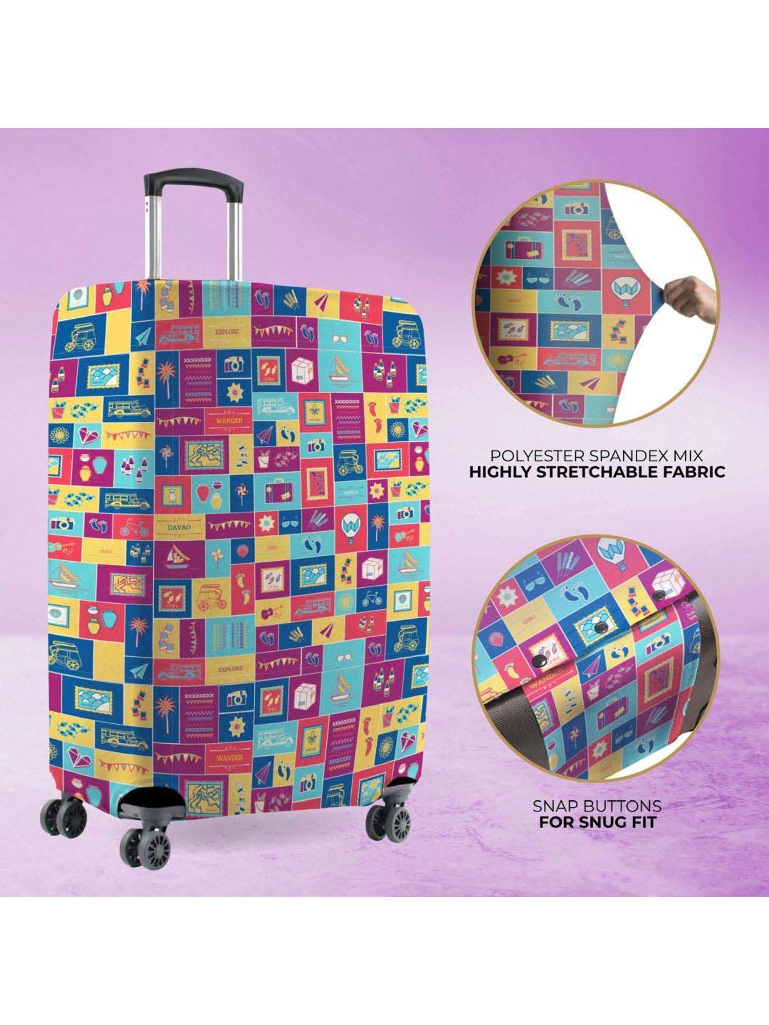 Nasher Miles Polyester 75 cm (28 Inch) Large Protective Luggage Cover - Wanderskye Design