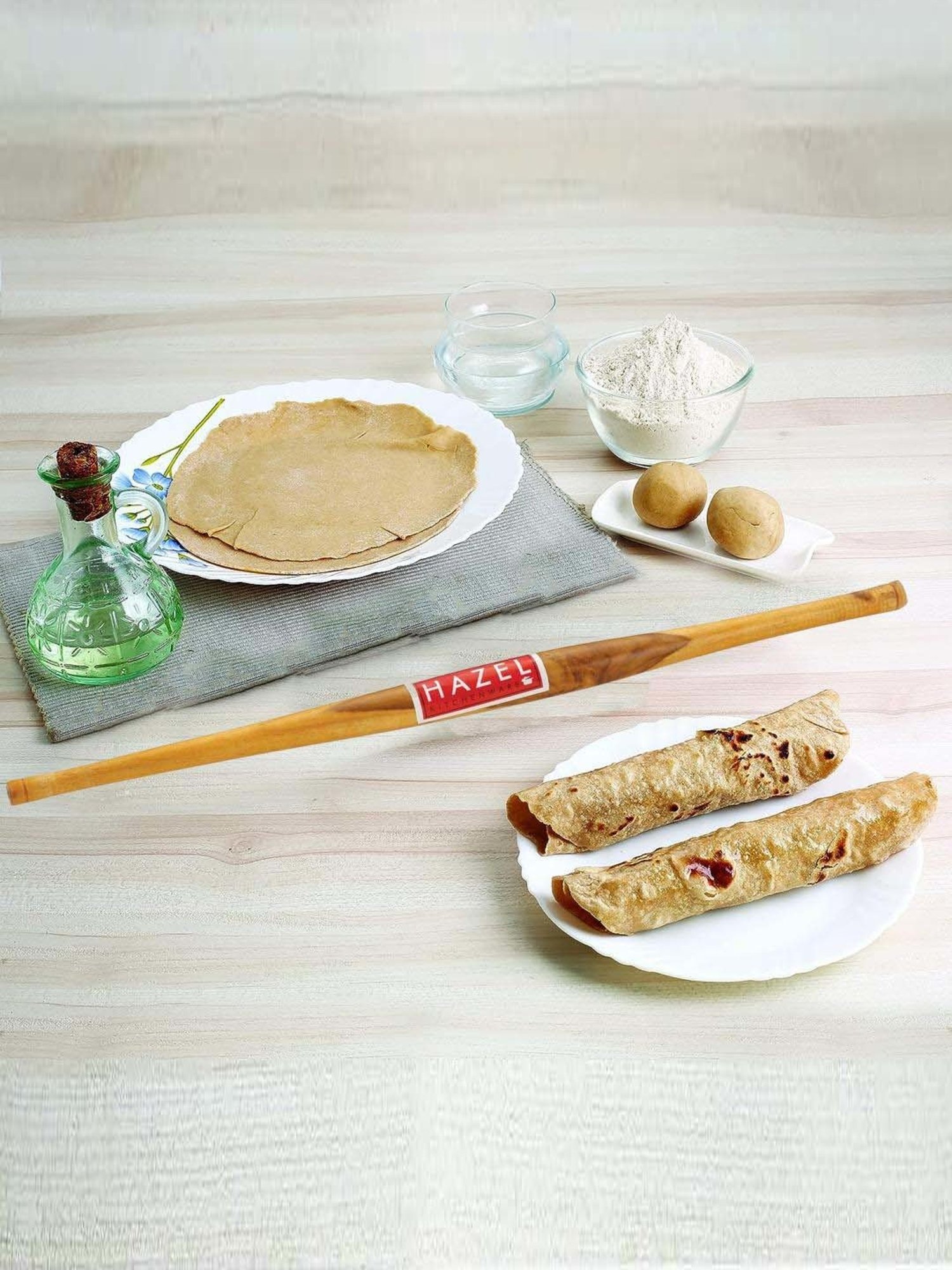 HAZEL Brown Wood 36 cm Gujatari Roti Roller Belan