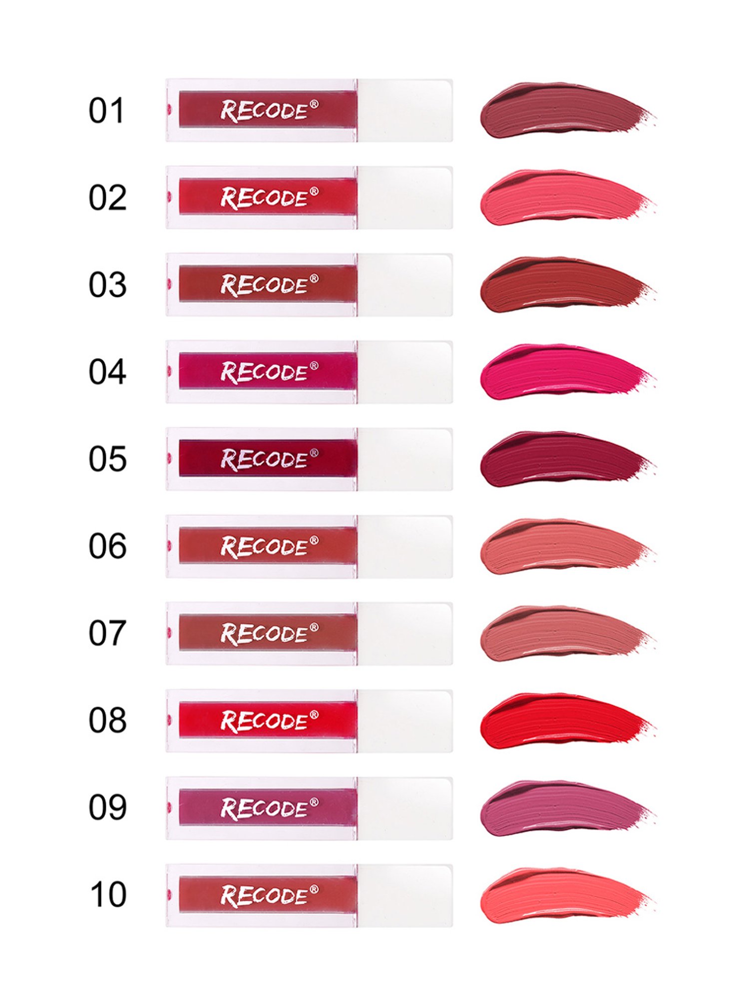 Recode Silky Matte Mini Liquid Lipstick - Pack of 10