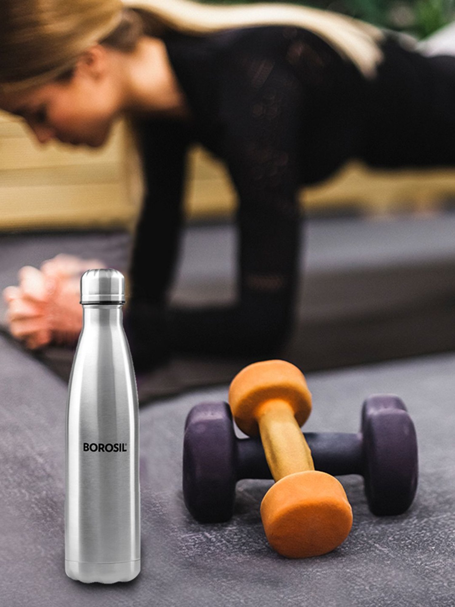 Borosil Silver Stainless Steel Hydra Bolt Vacuum Insulated Flask Water Bottle - 350 ml